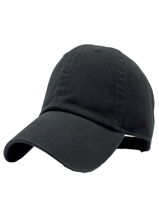 Utmost Unisex Classic Low Profile Cotton Baseball Cap Plain Blank Camoflauge Soft Unconstructed Adjustable Size Dad Hat (Black) - Image 1